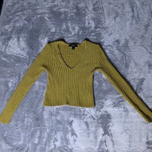 Forever 21 Mustard Yellow ribbed V-neck sweater